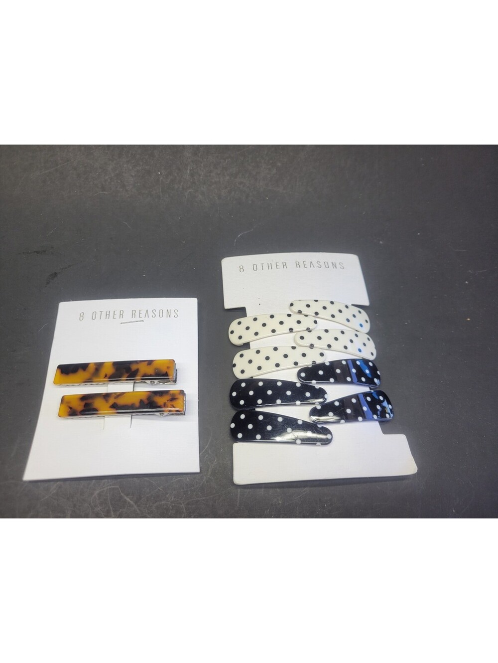 10Pc Tortoise & Polka Dot Hair Clip Barrettes Black / White * 8 Other Reasons
